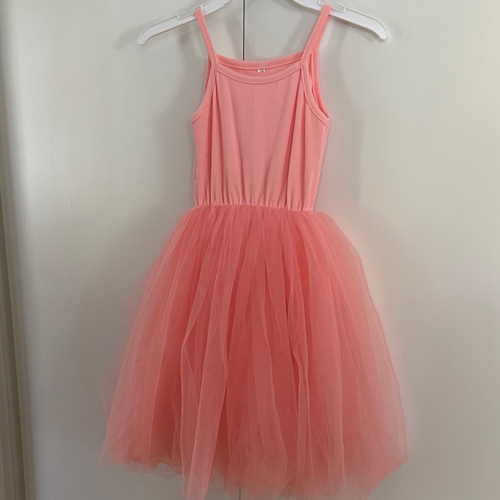 Pink Sleeveless Tulle Kids Dress